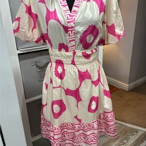 JODIFL Pink Puff Sleeve Mini Sundress